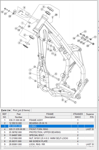 BETA OEM - Joint torique du roulement inférieur de direction Xtrainer