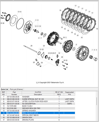 BETA OEM - Clutch Spacer Ring 112.5x117.5x1.2