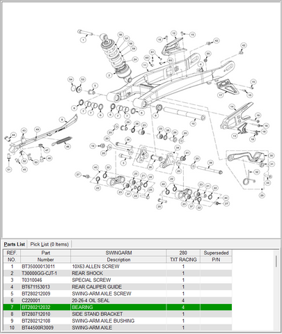 GasGas OEM - BAGUE DE PIVOT DE BRAS OSCILLANT PR *VENTE*