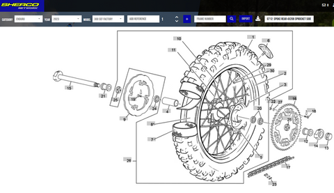 SHERCO OEM - REAR SPOKE, Sprocket SIDE, 4X208MM