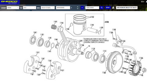 SHERCO OEM - PISTON, CPL. 300CC, 'B', 2T END. 16-Current'