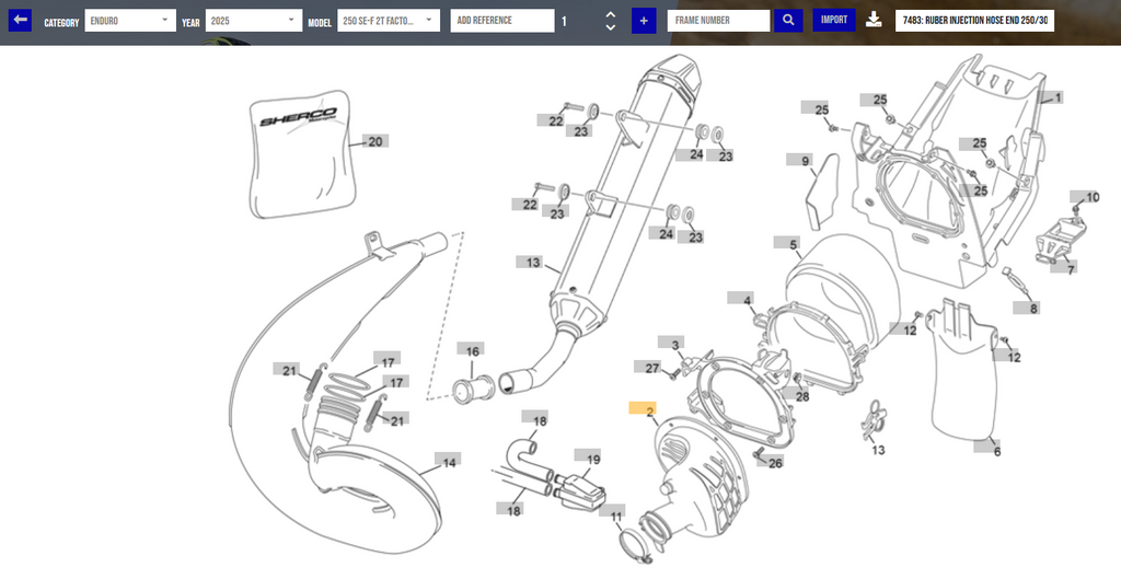 SHERCO OEM - RUBER INJECTION HOSE END 250/300 2T EVO SHERCO OEM - RUBER INJECTION HOSE END 250/300 2T EVO