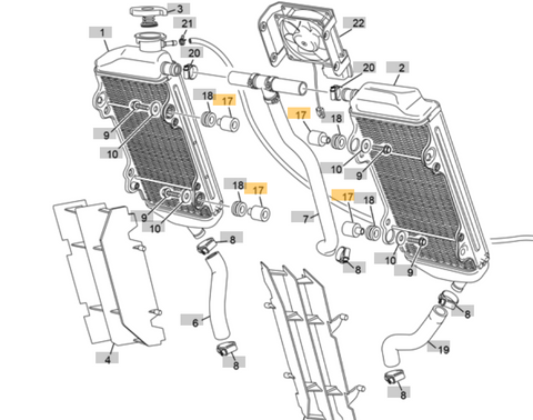SHERCO OEM - SPACER RADIATOR 250 2T END