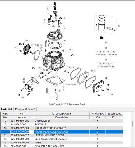 BETA OEM - JOINT DE COUVERCLE DE SOUPAPE DROIT
