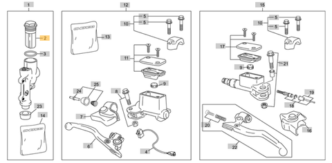 SHERCO  OEM - REAR BRAKE CYLINDER SET COVER BREMBO