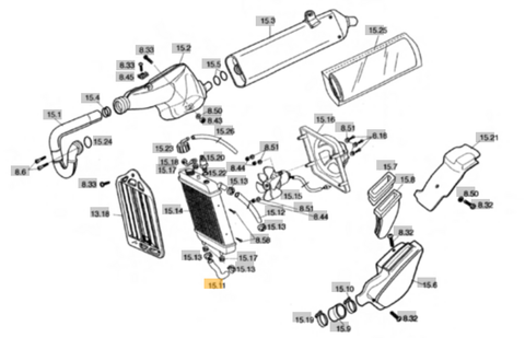 SHERCO OEM - RUBBER TUBE WATERPUMP/RADIATOR