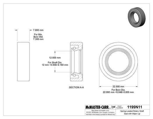 Cartridge seal, 12x22x7.3