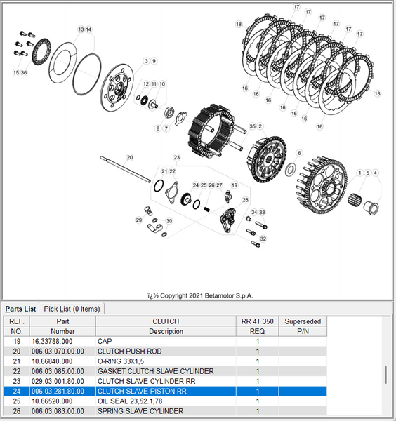 Beta OEM - Clutch Slave PISTON Kit MY19+ Beta OEM - Clutch Slave PISTON Kit MY19+