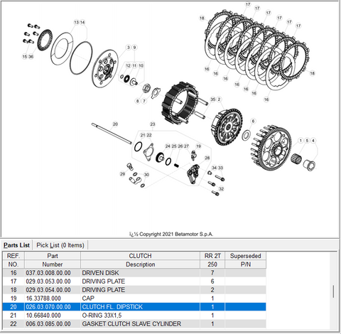 BETA OEM - CLUTCH 2T Push rod