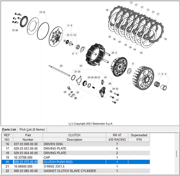 BETA OEM - CLUTCH PUSH ROD 4T