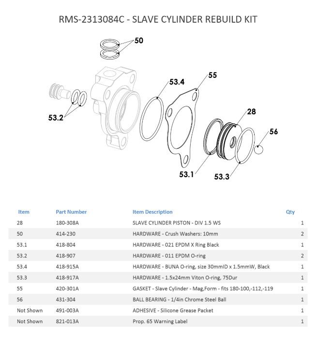 Rekluse Clutch Slave Rebuild Kits Lang's OffRoad