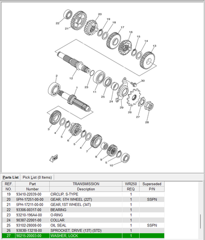 YAMAHA OEM - Bague de verrouillage d'embrayage