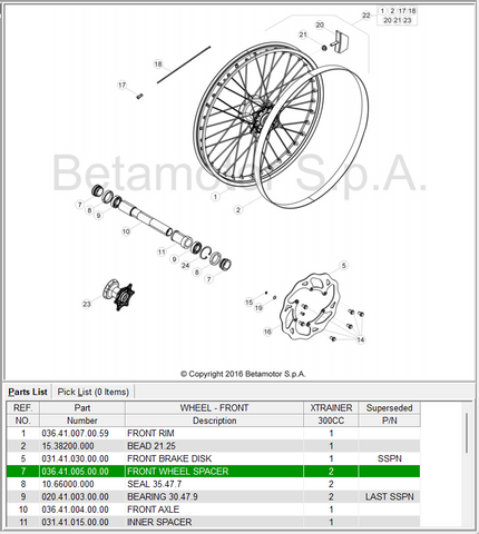 BETA OEM - SPACER, FRONT WHEEL XT