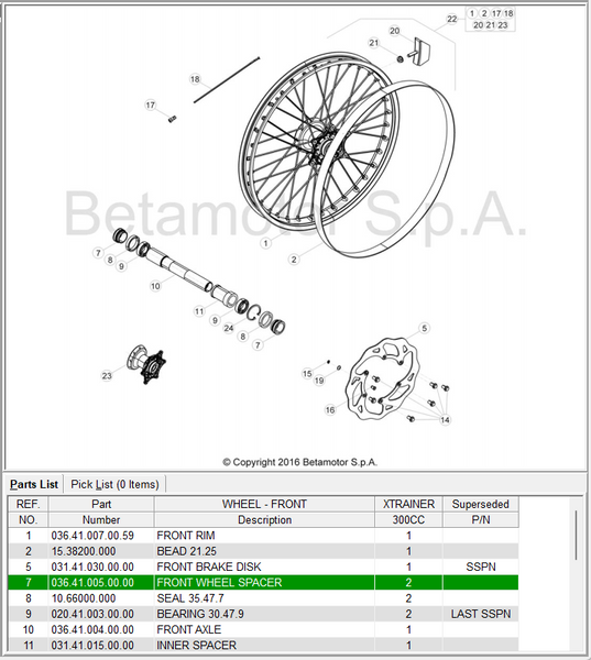 BETA OEM - SPACER, FRONT WHEEL XT BETA OEM - SPACER, FRONT WHEEL XT