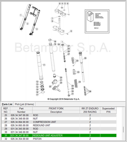 BETA OEM - REGISTER, REBOUND UNIT