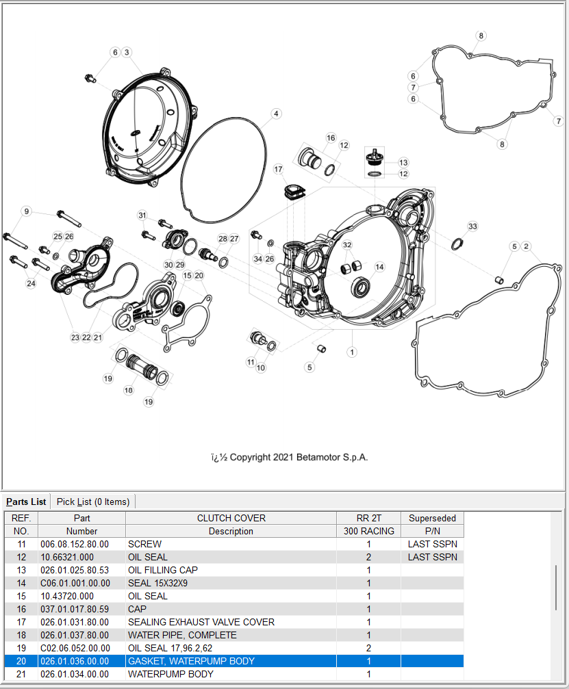 Beta OEM - W.P. GASKET - 2T RR Beta OEM - W.P. GASKET - 2T RR