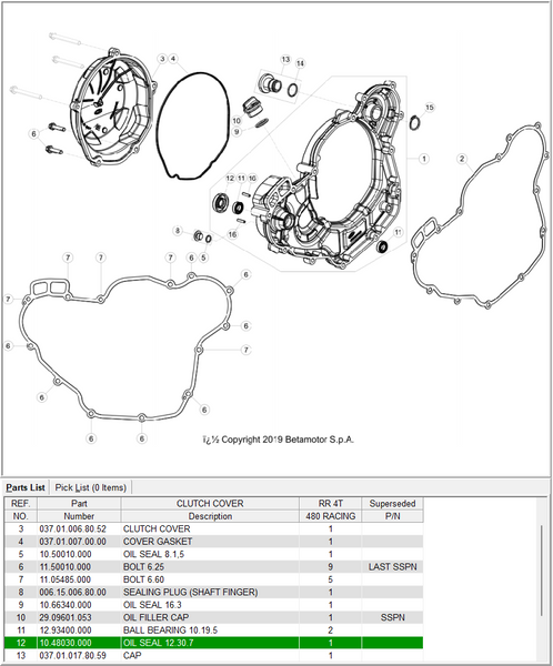 Beta OEM - OIL SEAL - WATER PUMP 4T