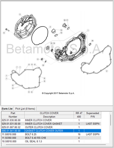 BETA OEM - GASKET CLUTCH COVER OUTER 4T RR/RR-S