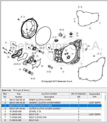 Beta OEM - CLUTCH COVER Outer MY18- Current 250/300 RR