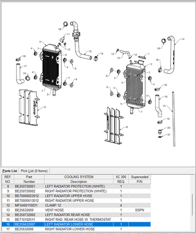 GasGas OEM - LEFT LOWER RADIATOR HOSE *SALE*