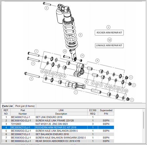 GAS GAS OEM ROCKER ARM REPAIR EC KIT