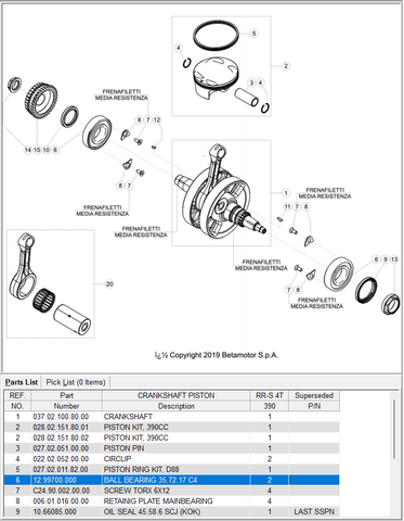 BETA OEM - MAIN BEARING 35.72.17 C4 4T