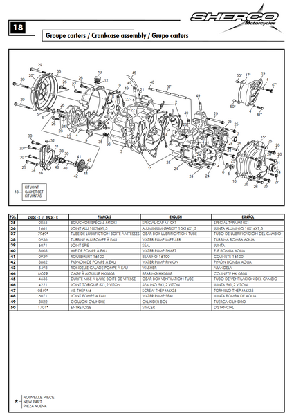 SHERCO OEM - WATER PUMP AXLE 250 2T 14-20 SHERCO OEM - WATER PUMP AXLE 250 2T 14-20