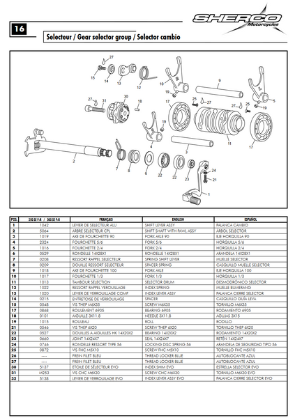 Sherco OEM - GEAR SELECTOR SHAFT 250 END Sherco OEM - GEAR SELECTOR SHAFT 250 END