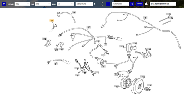 SHERCO OEM - MICRO INTERRUPTOR MAP SHERCO OEM - MICRO INTERRUPTOR MAP