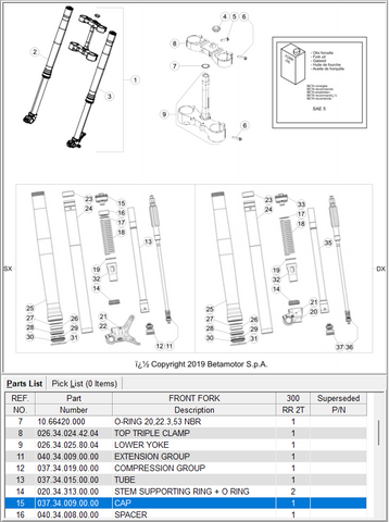 BETA OEM - Bouchon de Fourche Rebound ZF