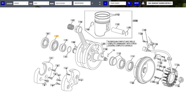 SHERCO OEM - CRANKSHAFT BEARING 6206TN9/C3