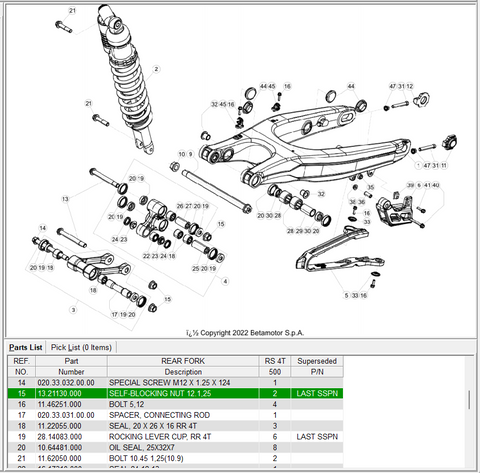 BETA OEM - LINKAGE SELF-LOCKING NUT 12.1,25