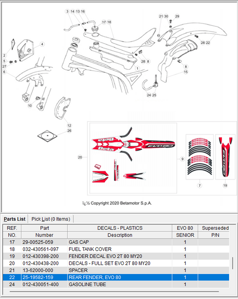 BETA OEM - FENDER DECAL EVO 2T 80 MY19